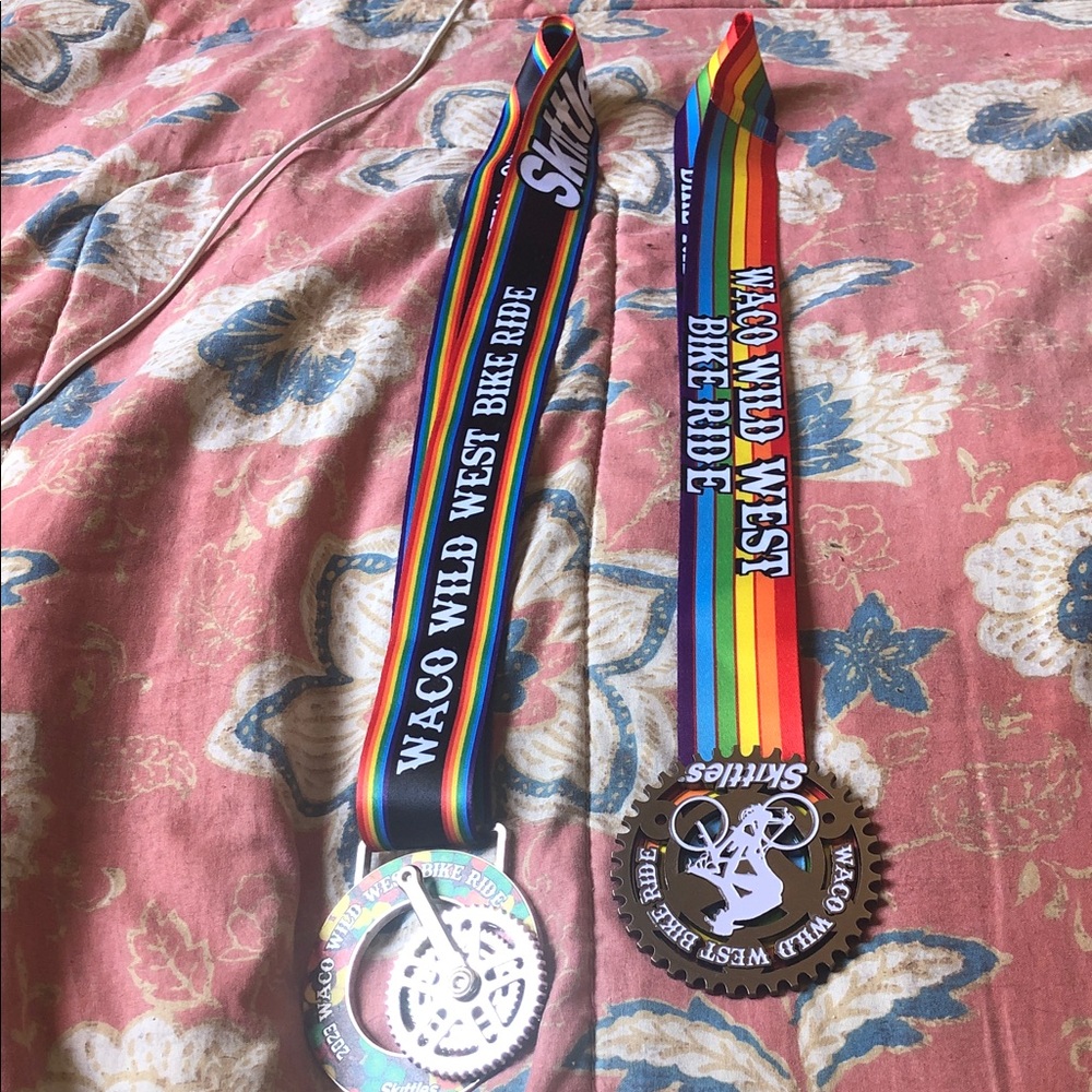 Waco Wild West Bike Ride Rainbow Medal Ribbon
